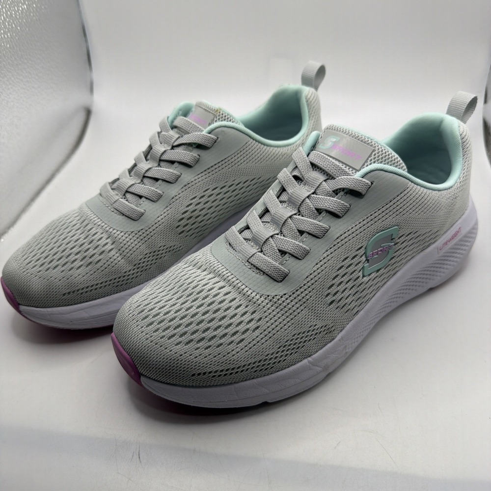 S Sport by Skechers "Fidelia" Women's Athletic Shoes Grey/Seafoam Green Size 6.5